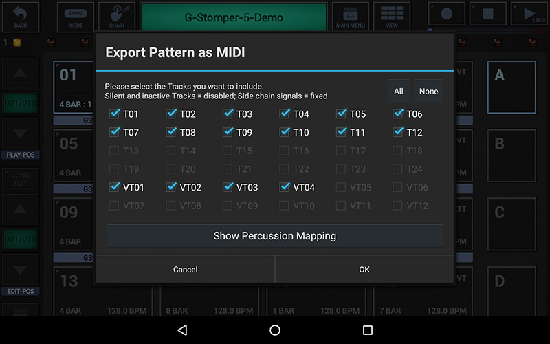 G-Stomper Studio 5.7 - MIDI Export Tracks