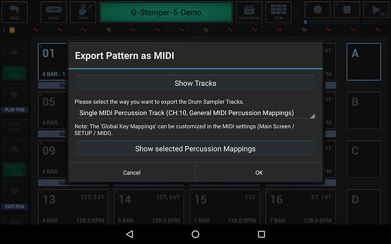 G-Stomper Studio 5.7 - MIDI Export Percussion Mapping